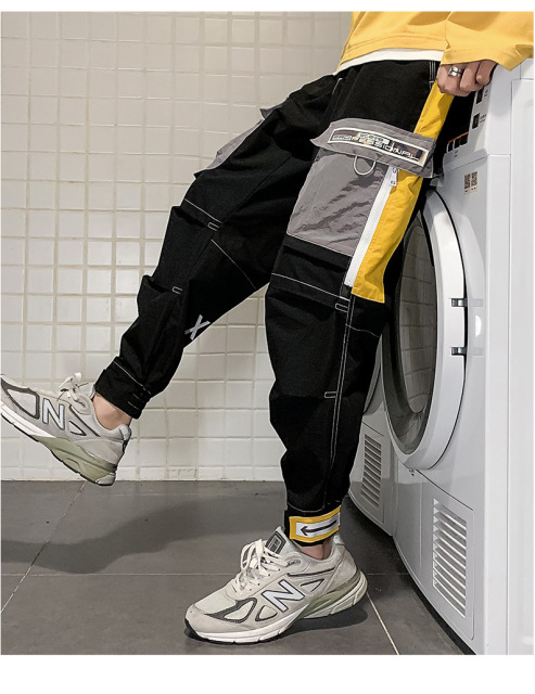 New Men's Nylon Pants Trendy Drawstring Harlem Casual Pants Men's Workwear Pants