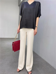 Summer High-Waisted Thin Flared Pants Women'S New Slim Pants Drape Korean Version Wide-Leg Long Pants