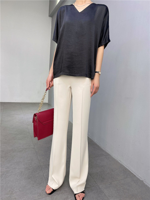 Summer High-Waisted Thin Flared Pants Women'S New Slim Pants Drape Korean Version Wide-Leg Long Pants