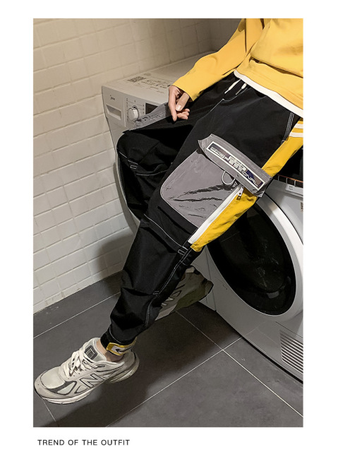 New Men's Nylon Pants Trendy Drawstring Harlem Casual Pants Men's Workwear Pants