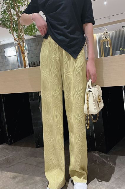 Water Ripple Wide-Leg Pants Women'S New Casual Loose Korean Version High-Waisted Straight-Leg Drapey Mopping Pants