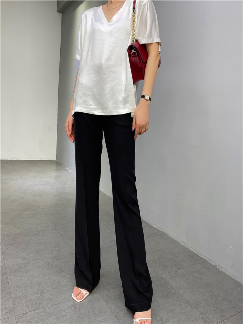 Summer High-Waisted Thin Flared Pants Women'S New Slim Pants Drape Korean Version Wide-Leg Long Pants