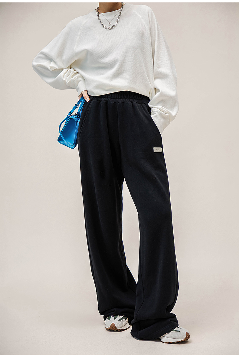 100% Cotton Red High-Waisted Wide-Legged Pants Women'S Knitted Straight Spring And Summer New Draped Sense Of Lengthening Dragging Ground Pants