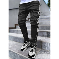 Custom Logo Slim Fit Drawstring Side Stripe Blank Men Stacked Joggers Men Stacked Pants With Pockets