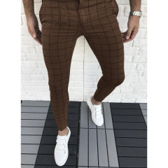 Men's Plaid Casual Style Slim-fit Pants