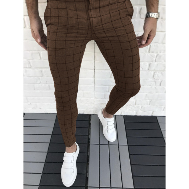 Men's Plaid Casual Style Slim-fit Pants