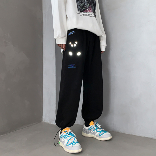 2022 Spring Fashion New Design Reflective Printing Men's Casual Trousers