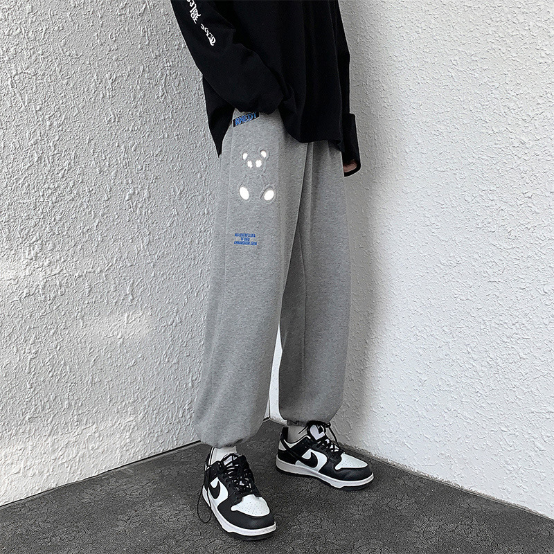 2022 Spring Fashion New Design Reflective Printing Men's Casual Trousers