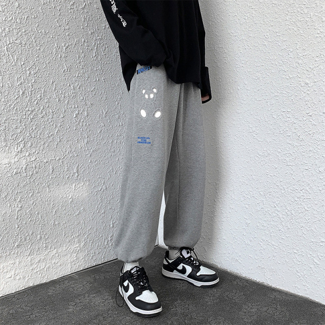 2022 Spring Fashion New Design Reflective Printing Men's Casual Trousers