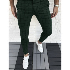 Men's Plaid Casual Style Slim-fit Pants