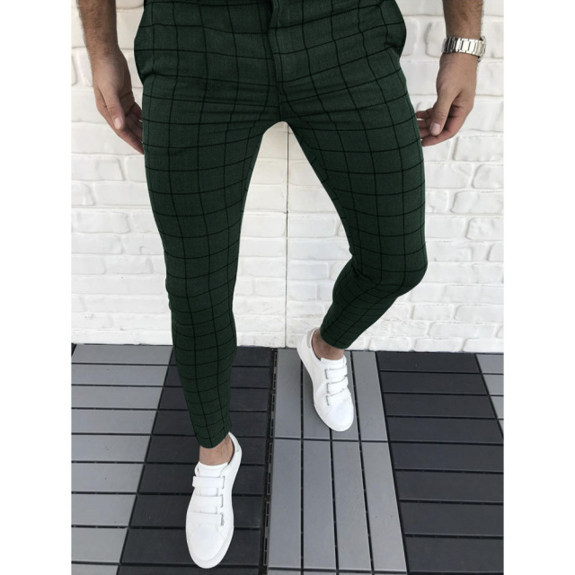 Men's Plaid Casual Style Slim-fit Pants