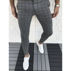 Men's Plaid Casual Style Slim-fit Pants