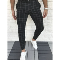 Men's Plaid Casual Style Slim-fit Pants