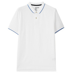 Men's Short Sleeve Ribbed Flat Collar Mesh e Polo Shirt Causual Structure Contrast Polo Shirt