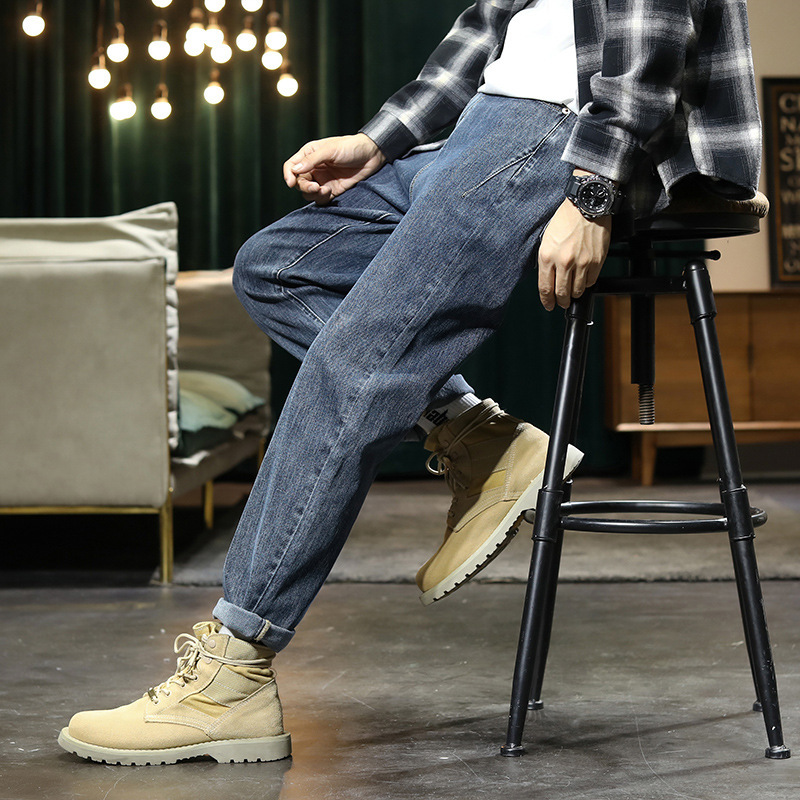 High Elastic Men_s Trousers Custom Slim Ripped Stre