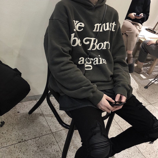 Heavyweight Cotton Oversize Hoodie Cpfm Sweatshirts Custom Ye Must Be Born Again Logo Print Drake Kanye West Men Plain Hoodie