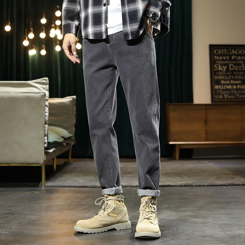 High Elastic Men_s Trousers Custom Slim Ripped Stre