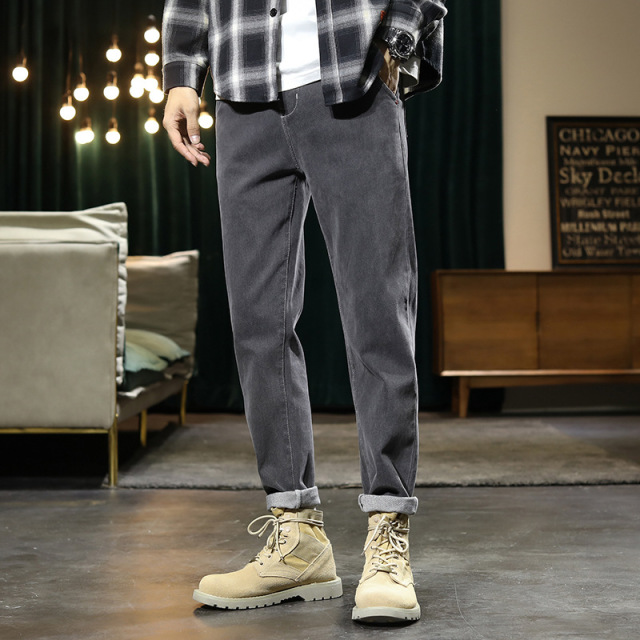 High Elastic Men_s Trousers Custom Slim Ripped Stre
