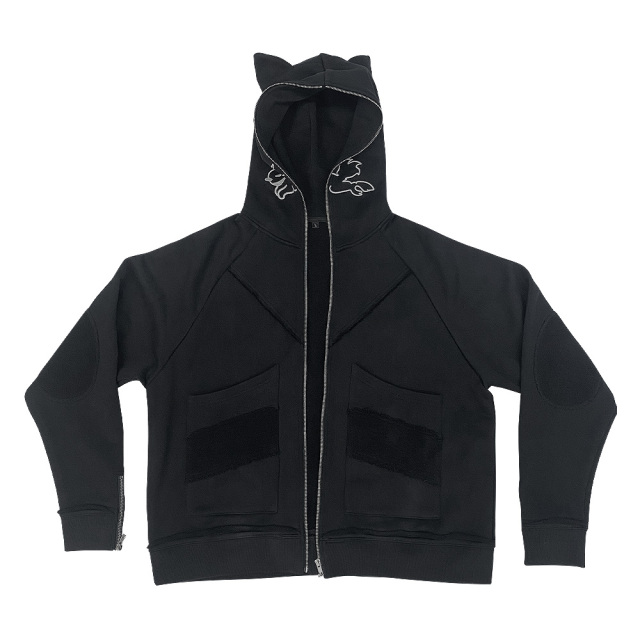 Lanwo Raw Edge Raglan Distressed Men Hoodie Customized Logo Printing High Street Style Pure Cotton Hoodies for Men