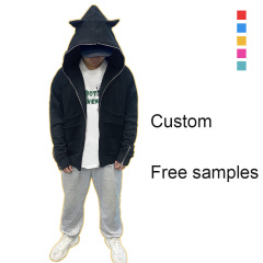 Lanwo Raw Edge Raglan Distressed Men Hoodie Customized Logo Printing High Street Style Pure Cotton Hoodies for Men