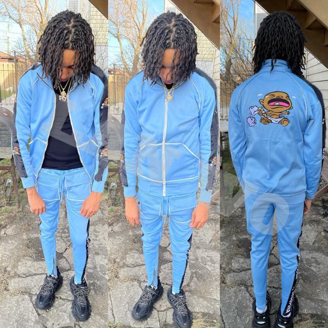 Private Label Tracksuits For Men With Custom Logo Printing High Street Style Men's Two Pieces Set