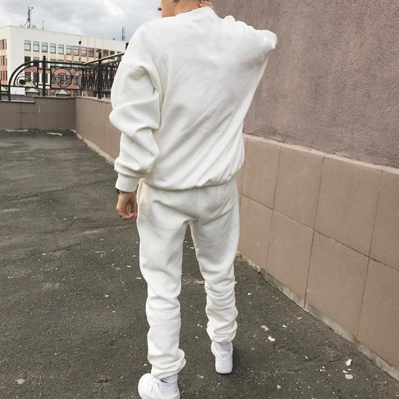 Wholesale Men's Jogger Two Pieces Set Pure color 100 Cotton Fabric Slim Fit Men's Tracksuit