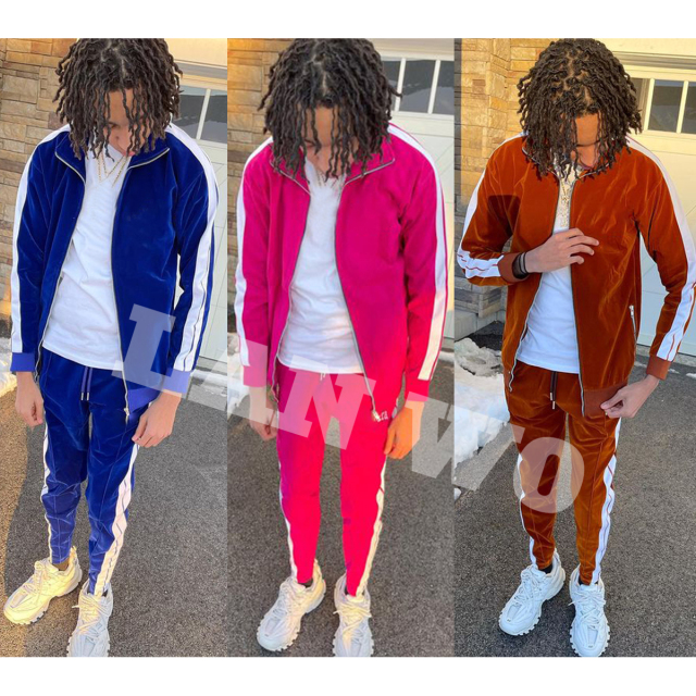 Cargo Stripe Tracksuits For Men With Custom Private Label Two Piece Set'