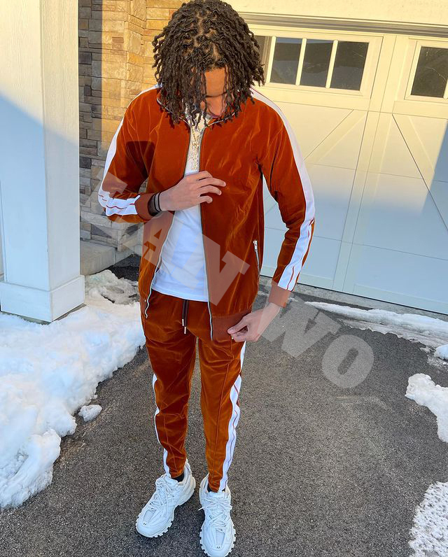 Cargo Stripe Tracksuits For Men With Custom Private Label Two Piece Set'