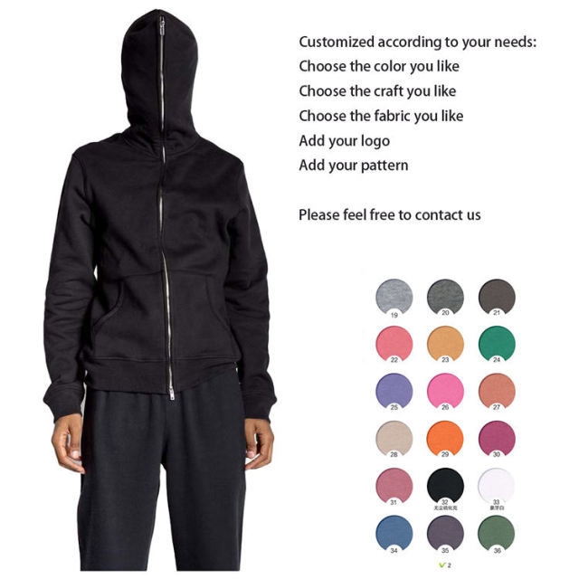 Custom Full Face Zip Up Face Blank Windbreaker Men Hoodie Jacket Coat Men Zip Unisex With Zipper No String Hoodies