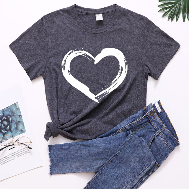 Fashion New Women's Love Print Short Sleeve T-Shirt