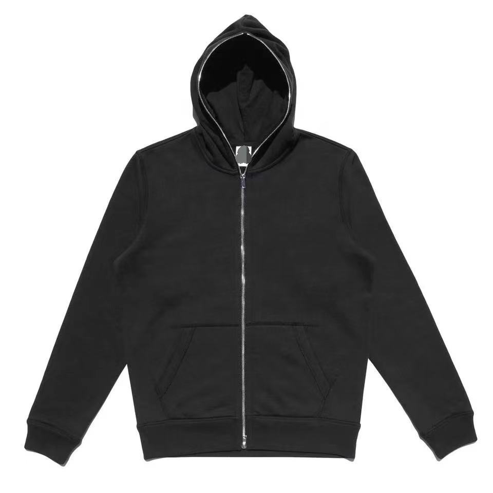 Custom Full Face Zip Up Face Blank Windbreaker Men Hoodie Jacket Coat Men Zip Unisex With Zipper No String Hoodies