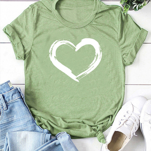 Fashion New Women's Love Print Short Sleeve T-Shirt