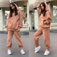 Fall 2021 Custom Cotton 2 Piece Set Womens Jogging Suits Hoodies Tracksuit Joggers Set