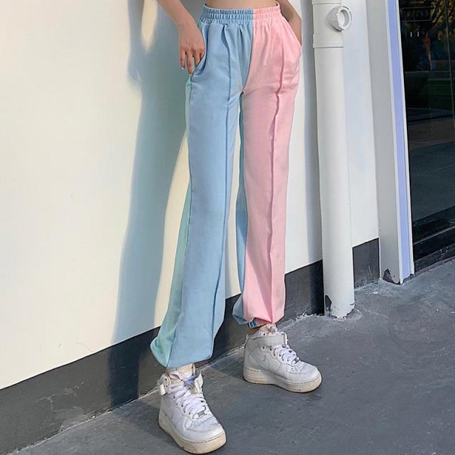 2021 New Spring Women'S Stitching Collision Color Fashion Casual With Hat Laced Loose Sweater Suit