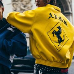 Lanwo Custom Leather black versity jacket yellow Baseball Jacket manufacturer Vendor Bulk 4xl Bomber Leather Varsity Jacket