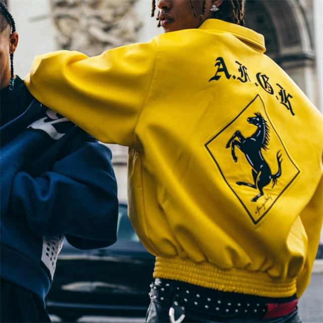 Lanwo Custom Leather black versity jacket yellow Baseball Jacket manufacturer Vendor Bulk 4xl Bomber Leather Varsity Jacket