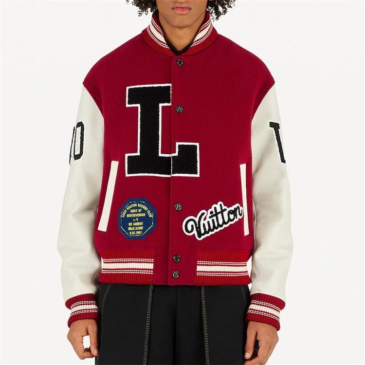Custom Baseball Versity Jackets For Men Genuine Leather Sleeves Multiple Embroidery Patch Red Black Letterman Varsity Jacket