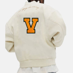 Premium Vintage Versity Jackets White For Men Custom Plain Chenille Embroidery 100% All wool Winter Lettermen Varsity Jacket