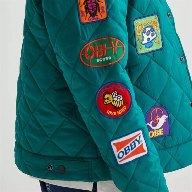 Lanwo Oversized Plaid Mens Winter Jacket Custom Multiple Pockets Embroidered Logo Patches Quilted Men'S Varsity Bomber Jacket