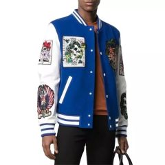 Custom Patchwork Patch Baseball Print Letter Varsity Jacket Waterproof Outdoor Men'S College Leather Flight Bomber Jacket