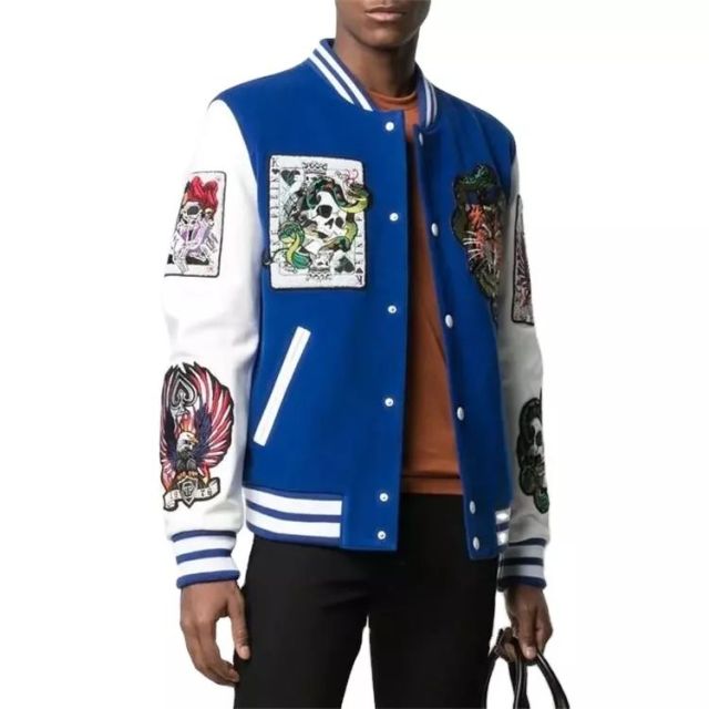 Custom Patchwork Patch Baseball Print Letter Varsity Jacket Waterproof Outdoor Men'S College Leather Flight Bomber Jacket
