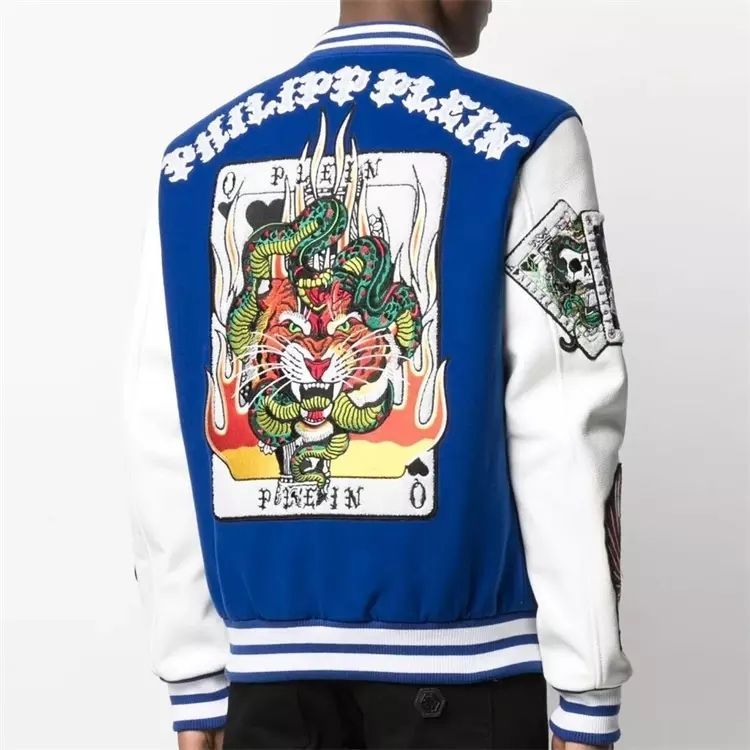 Custom Patchwork Patch Baseball Print Letter Varsity Jacket Waterproof Outdoor Men'S College Leather Flight Bomber Jacket