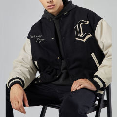 Custom Chenille Patch Embroidery Leather Jacket For Men Warm 100% Wool Vintage Bomber Outdoor Baseball Letterman Varsity Jacket