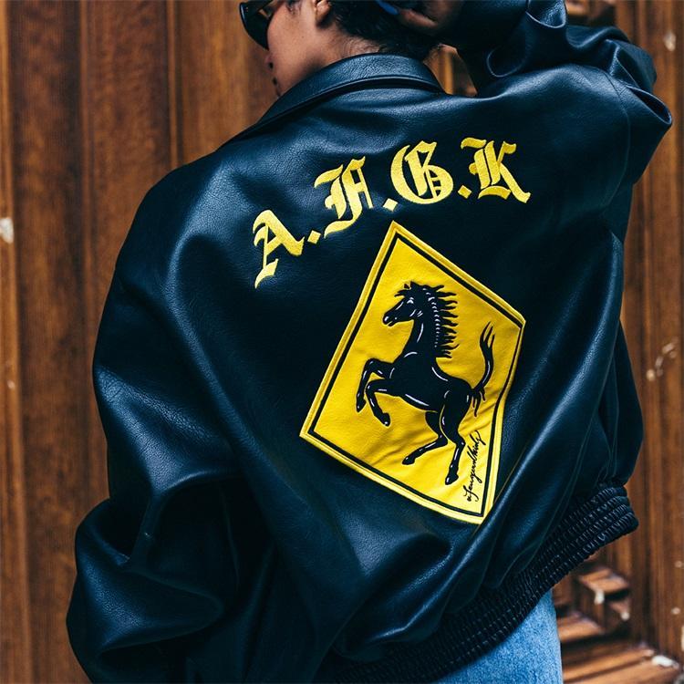 Lanwo Custom Leather black versity jacket yellow Baseball Jacket manufacturer Vendor Bulk 4xl Bomber Leather Varsity Jacket