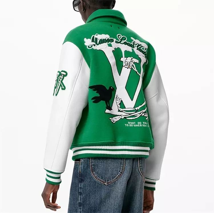 Cheap Hip Hop Bomber Baseball Jacket For Men Custom Leather Sleeve Chain Chenille Embroidery Windbreaker Vintage Varsity Jacket