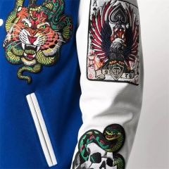 Custom Patchwork Patch Baseball Print Letter Varsity Jacket Waterproof Outdoor Men'S College Leather Flight Bomber Jacket