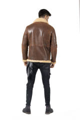 Wholesale Customize Winter Men's Calfskin Bomber Jacket