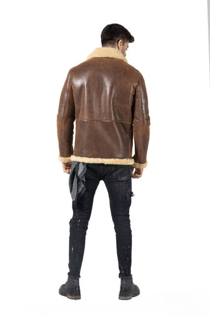 Wholesale Customize Winter Men's Calfskin Bomber Jacket