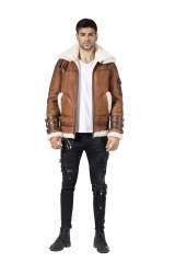Wholesale Customize Winter Men's Calfskin Bomber Jacket
