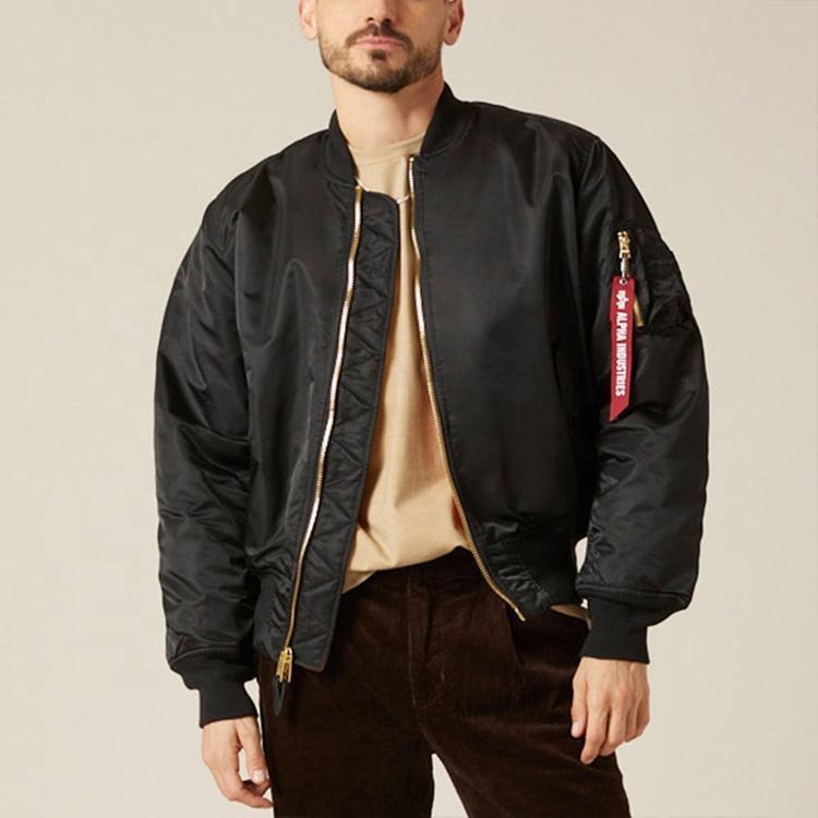 OEM Wholesale MA-1 Satin Waterproof Mid Weight Nylon Custom Logo Men Bomber Jackets